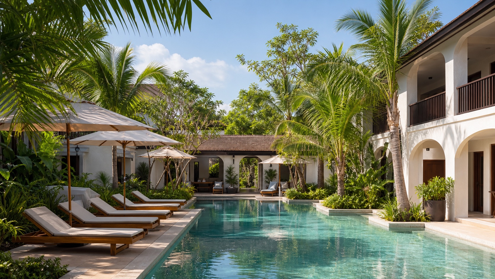 AI-assisted generic hotel shared-space illustration for a Siem Reap hotel guide